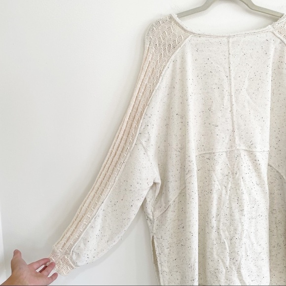 FREE PEOPLE oversized slouchy my girl asymmetric Sweater Top boho crochet knit - Picture 9 of 15